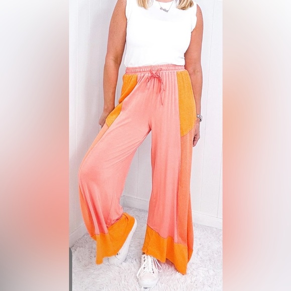 POL FEELING BREEZY WIDE LEG TEXTURED PALAZZO PANTS NWOT - Picture 3 of 7